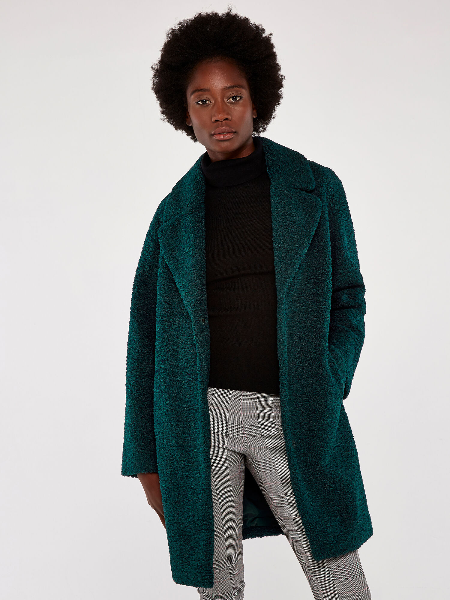 Borg Fur Coat Apricot Clothing