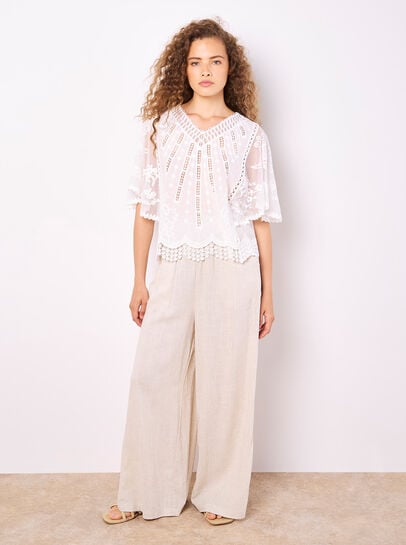 Embroidered Cotton Mesh Top