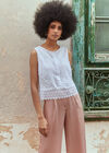 Back Bow Cotton Top, White, large