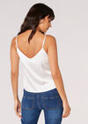 Ruched Front Satin Camisole Top, Cream, large