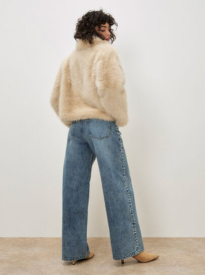 Maca Stud Embellished Wide Leg Jeans