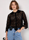Geometric Crochet Shirt, Black, large