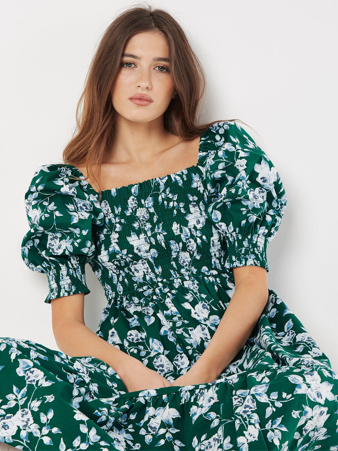 Rose Cotton Milkmaid Midaxi Dress