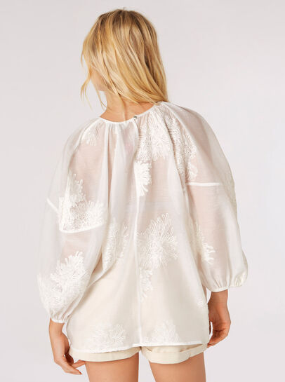 Floral Embroidered Organza Blouse
