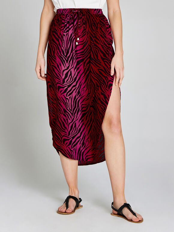 Zebra Print Skirt, Fuchsia, large