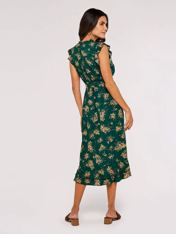 Floral Ditsy Midi Dress, Green, large