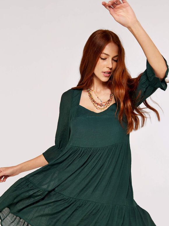 Milkmaid Tiered Dress Apricot Clothing