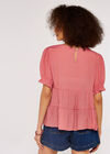 Ruffle Sleeve Shimmer Top, Pink, large