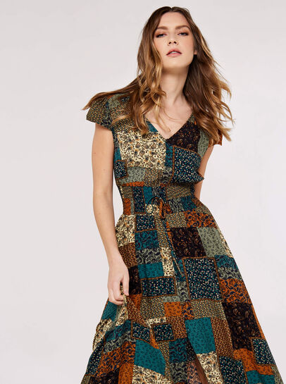Patchwork Smocked Maxi Dress