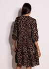 Polka Dot Tiered Mini Dress, Brown, large