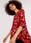 Floral High Low Tunic, Red, large
