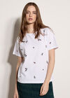 Floral Embroidered Cotton T-Shirt, White, large