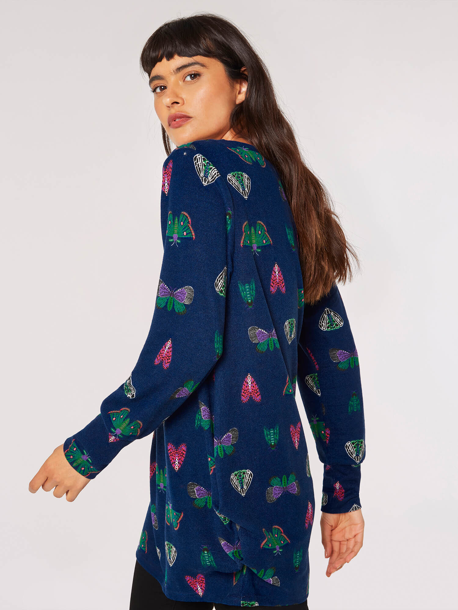 Butterfly Ruched Tunic Top Apricot Clothing