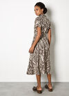 Zebra Print Shirt Midi Dress, Stone, large