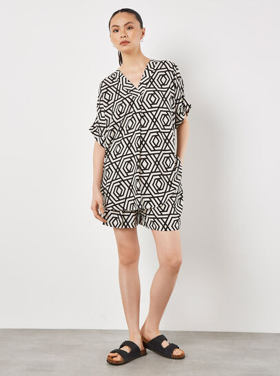 Geo Lines Pleat Blouse