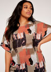 Curve Paintsplash Mesh Oversized Top, Coral, large