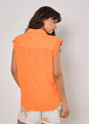 Ruffle Sleeve Soft Slub Blouse, Coral, large