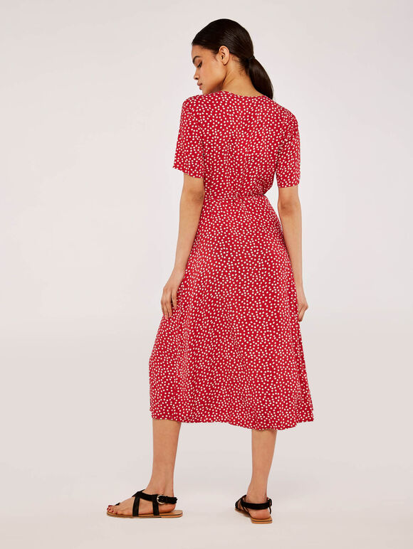 Daisy Dot Wrap Dress, Red, large