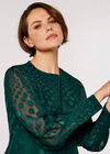 Jacquard Dot Chiffon Blouse, Green, large
