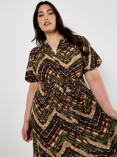Tie Dye Chevron Billow Dress