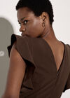 Ruffle Sleeve Jersey Jumpsuit, Brown, large