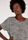 Textured Dot Curve Hem Tunic Top, Cream, large