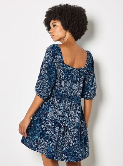 Floral Print Tiered Mini Dress