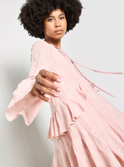 Chiffon Floral Embroidered Mini Dress