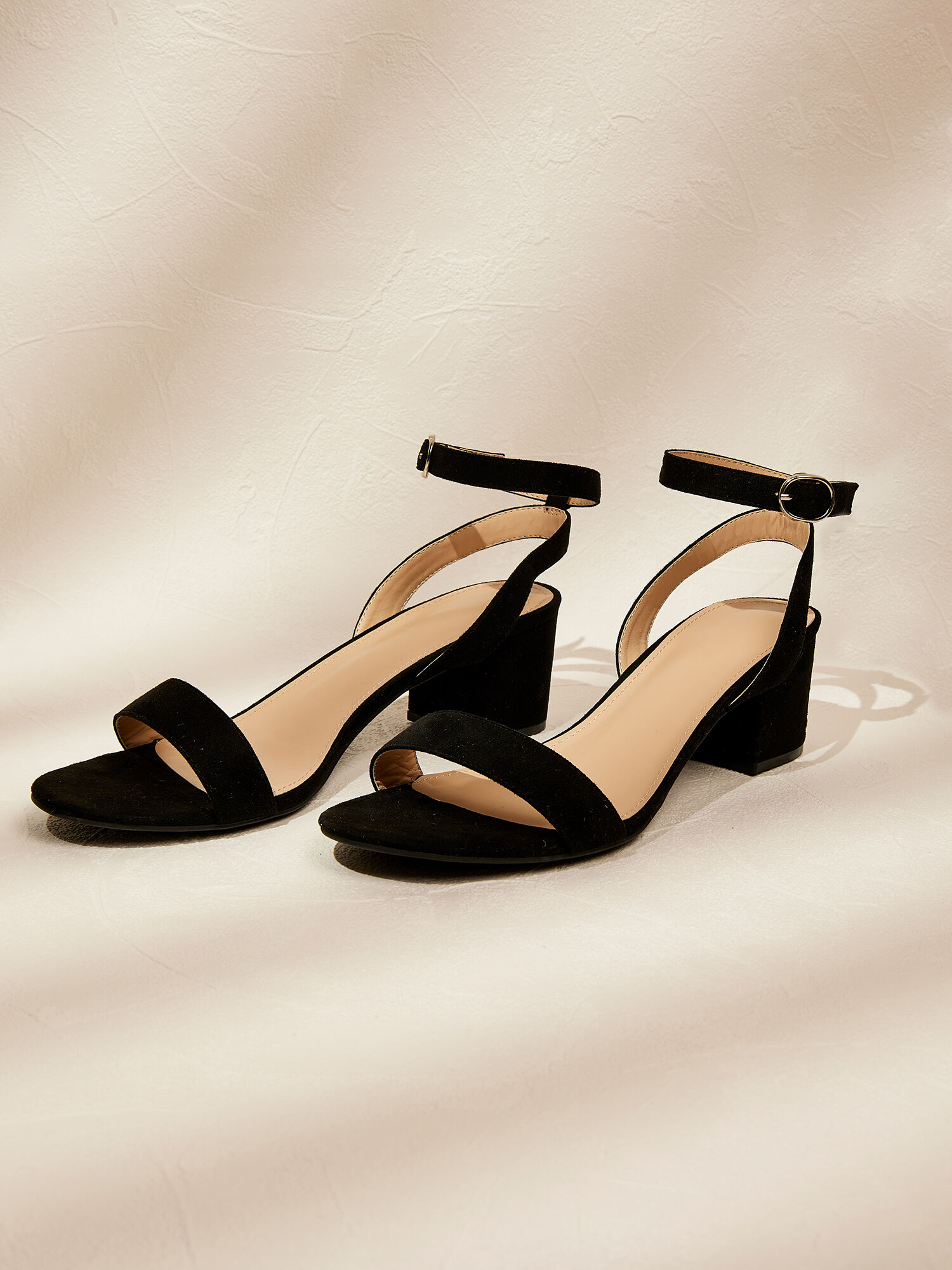 Strappy Block Heel Sandals Apricot Clothing