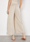 Linen Blend Cropped Palazzo Trousers, Stone, large