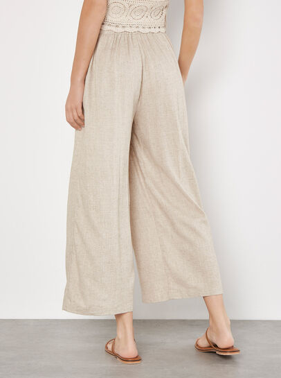 Linen Blend Cropped Palazzo Trousers