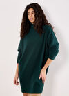Ribbed Cocoon Mini Dress, Green, large