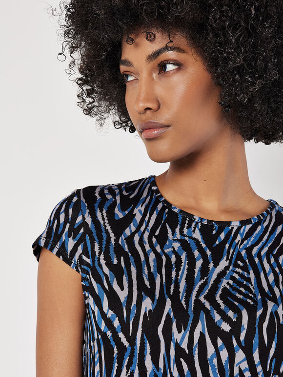 Abstract Stripe Fitted Mini Dress, Blue, large