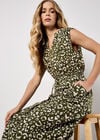 Animal Print Cotton Midi Dress, Khaki, large