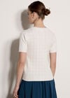 Pointelle Hearts Knitted T-Shirt, White, large
