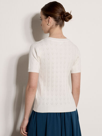 Pointelle Hearts Knitted T-Shirt