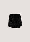 Velvet Sequin Mini Skort, Black, large