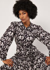 Ikat Tiered Shirt Midi Dress, Dark Grey - Charcoal, large