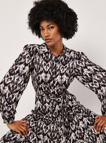 Ikat Tiered Shirt Midi Dress