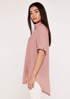 Slub Shimmer Turn Up Top, Pink, large