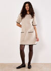 Monochrome Knitted Mini Dress, Stone, large
