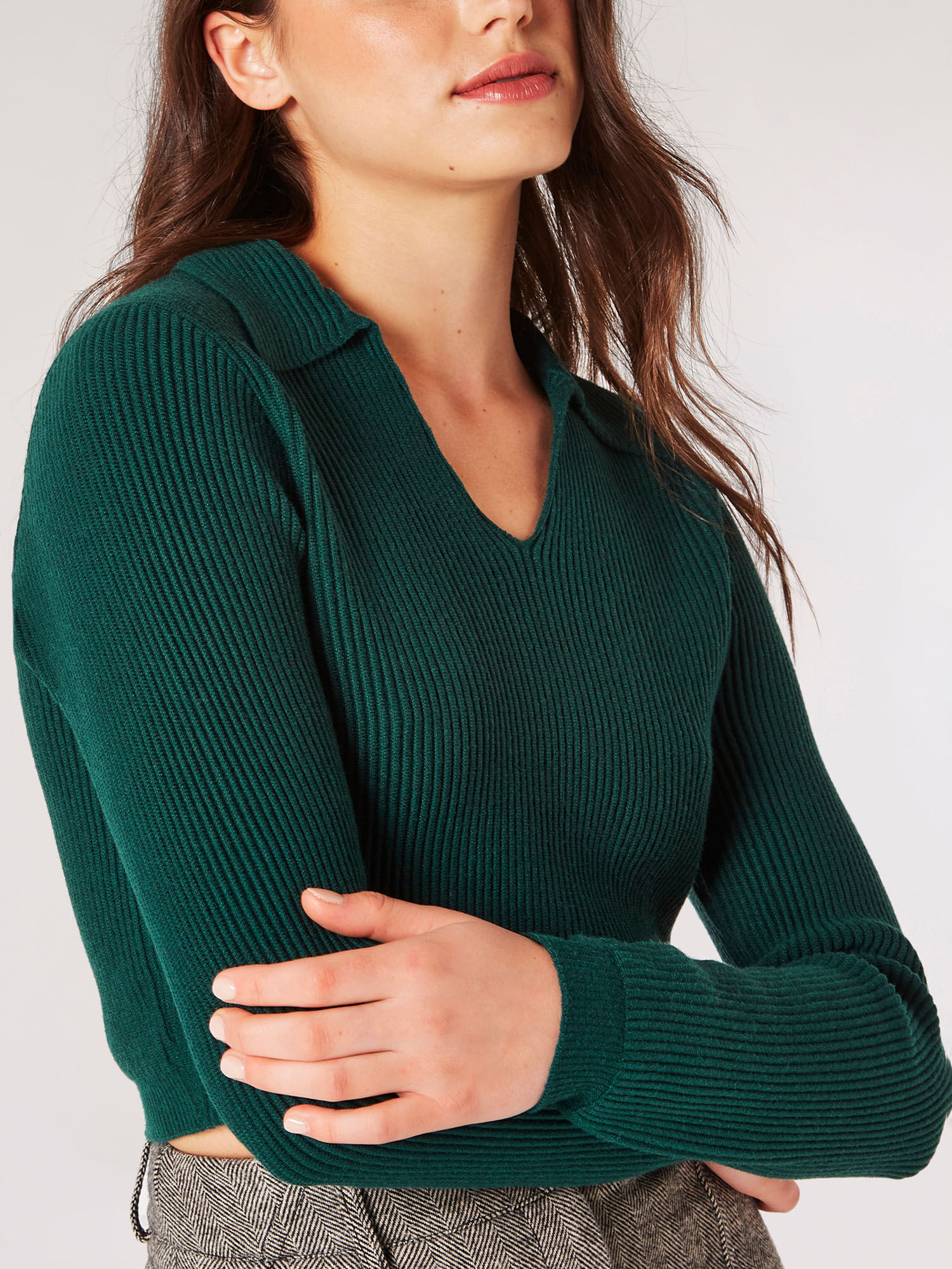 売れ筋商品|||マッシモ ドゥッティ ニット&セーター レディース アウター V-NECK CABLE - Jumper - mottled green Women's Cable Knit Ribbed Turtle Neck Relaxed Fit Sweater