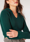 Cropped Ribbed Jersey Knit Jumper, Green, large