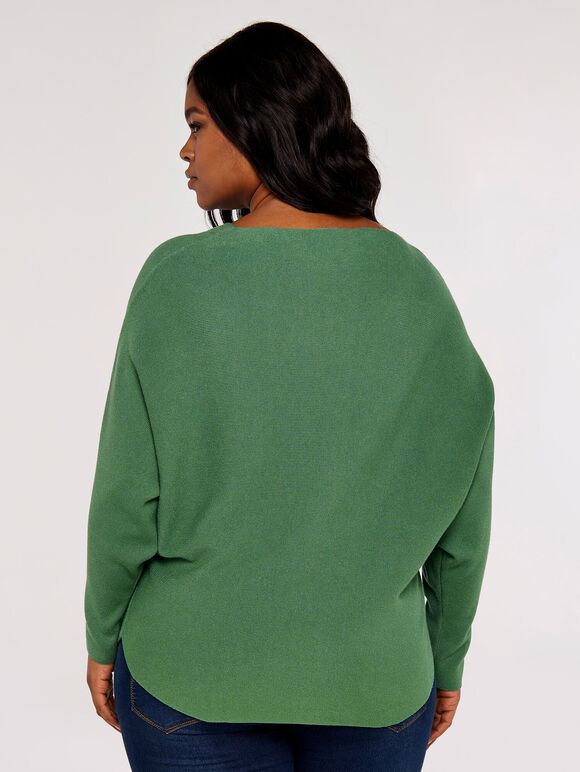 Curve Batwing Jumper, Teal, large