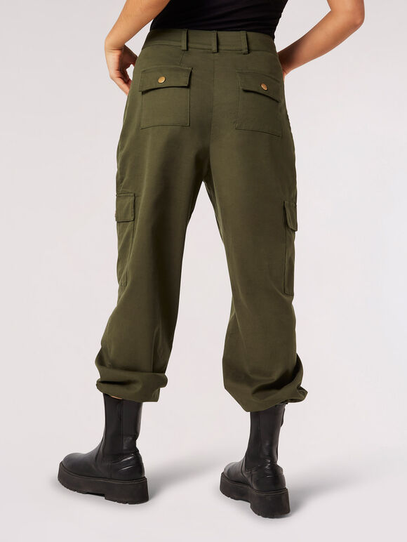 Pantalon cargo en sergé, vert, grand