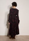 Floral Crepe Midi Dress, Burgundy, large