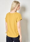 Waffle Knit Ruched T-Shirt, Mustard, large
