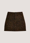 Leopard Print Denim Mini Skort, Brown, large