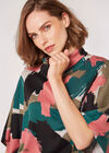 Paint Stroke Cowl Neck Top, Khaki, large