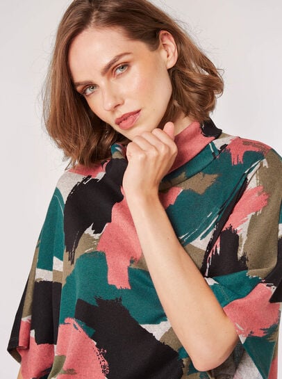 Paint Stroke Cowl Neck Top